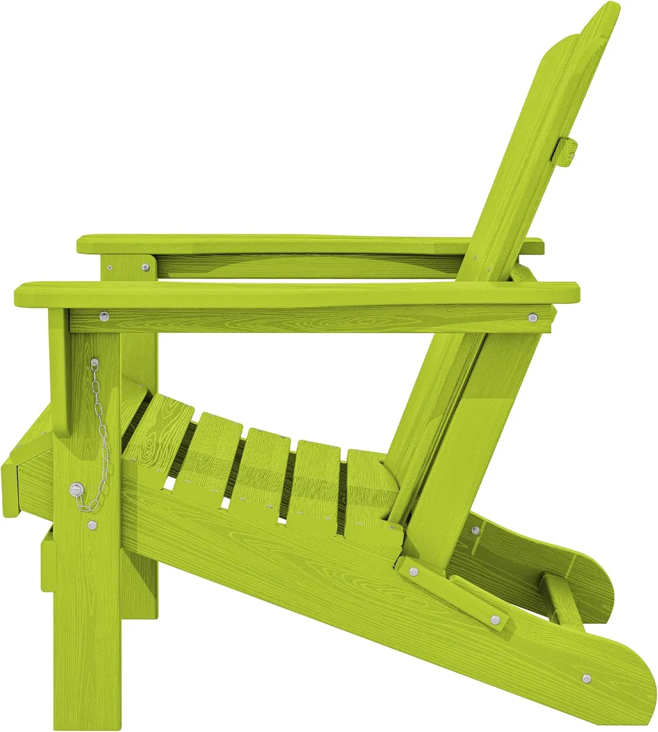 KINGYES Folding Adirondack Chair, HDPE All-Weather Patio Chairs, Wooden Textured Lawn Chair for Poolside, Backyard, Deck, Fire Pit, Apple
