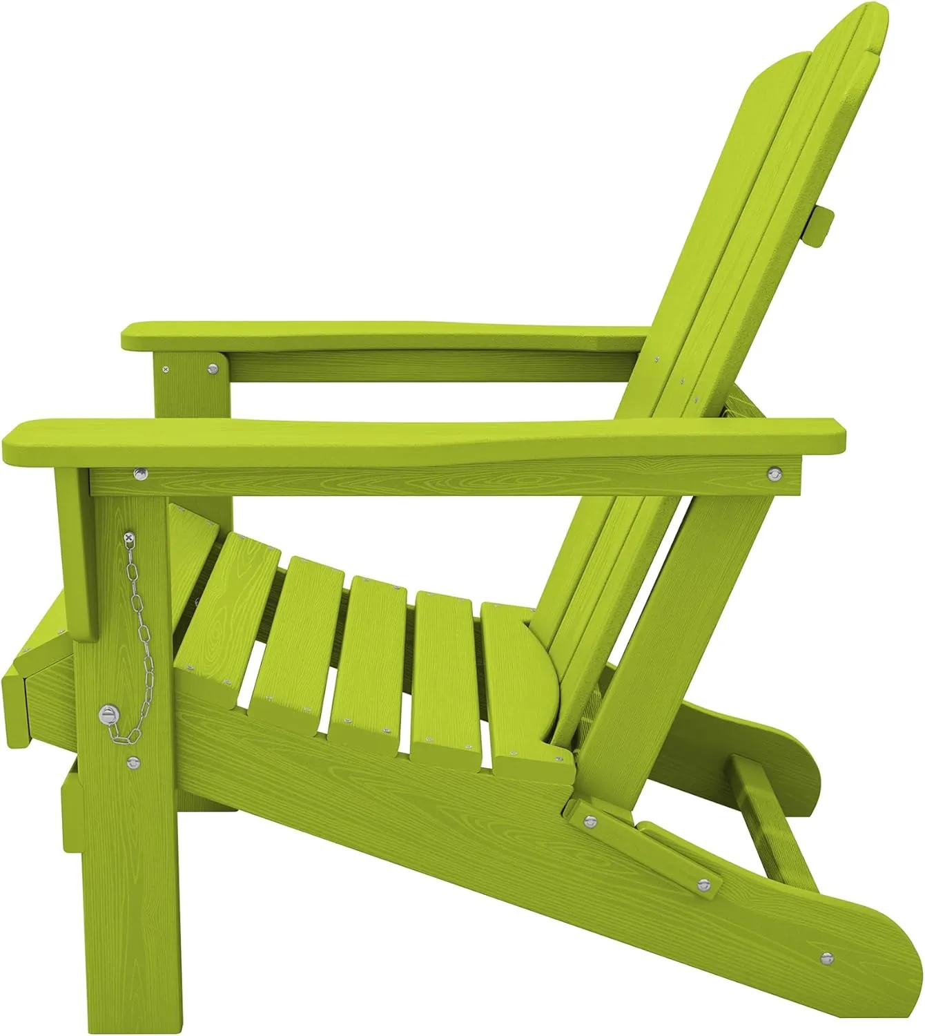 KINGYES Folding Adirondack Chair, HDPE All-Weather Patio Chairs, Wooden Textured Lawn Chair for Poolside, Backyard, Deck, Fire Pit, Apple
