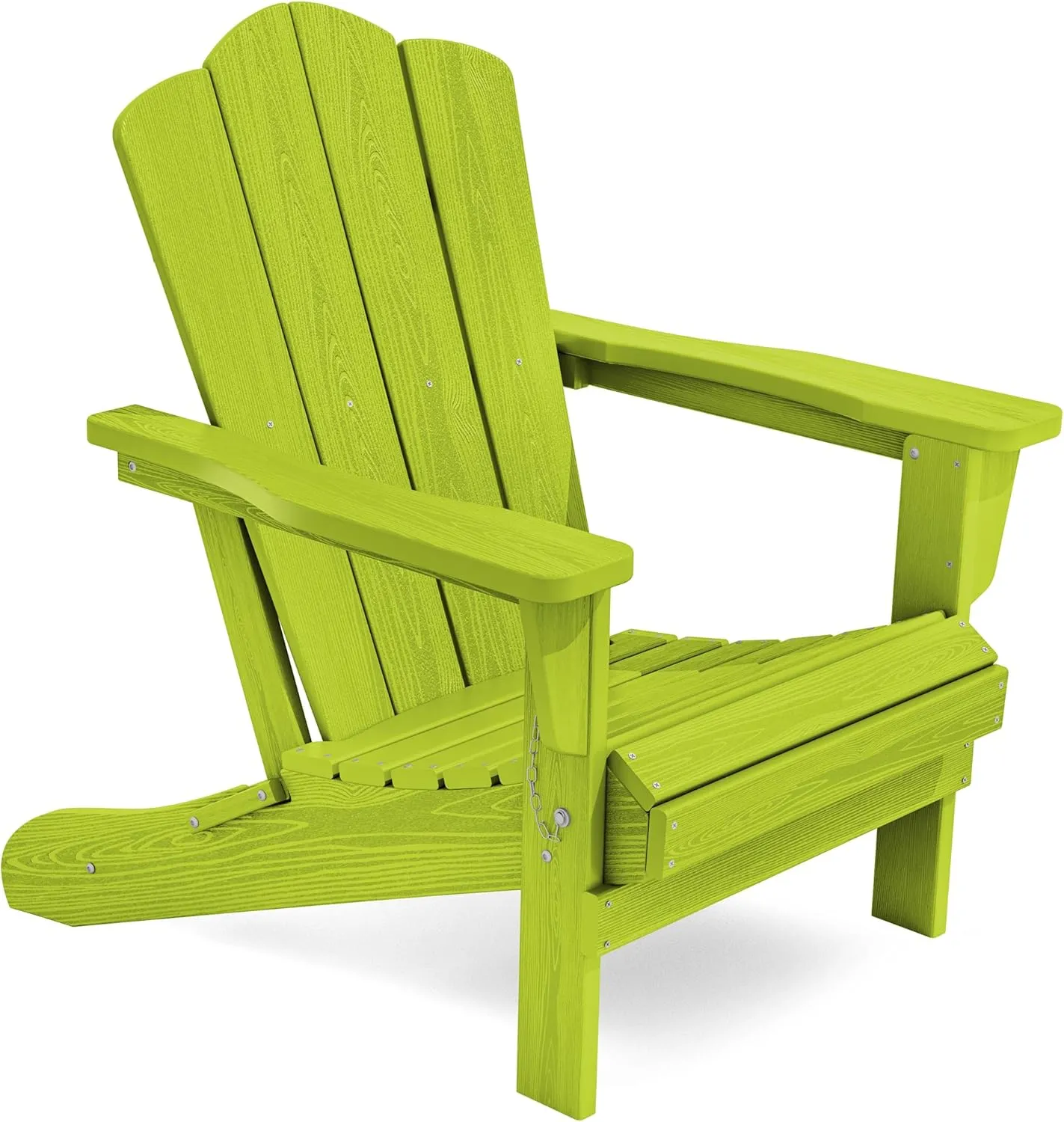 KINGYES Folding Adirondack Chair, HDPE All-Weather Patio Chairs, Wooden Textured Lawn Chair for Poolside, Backyard, Deck, Fire Pit, Apple