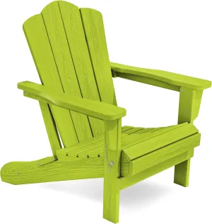 KINGYES Folding Adirondack Chair, HDPE All-Weather Patio Chairs, Wooden Textured Lawn Chair for Poolside, Backyard, Deck, Fire Pit, Apple