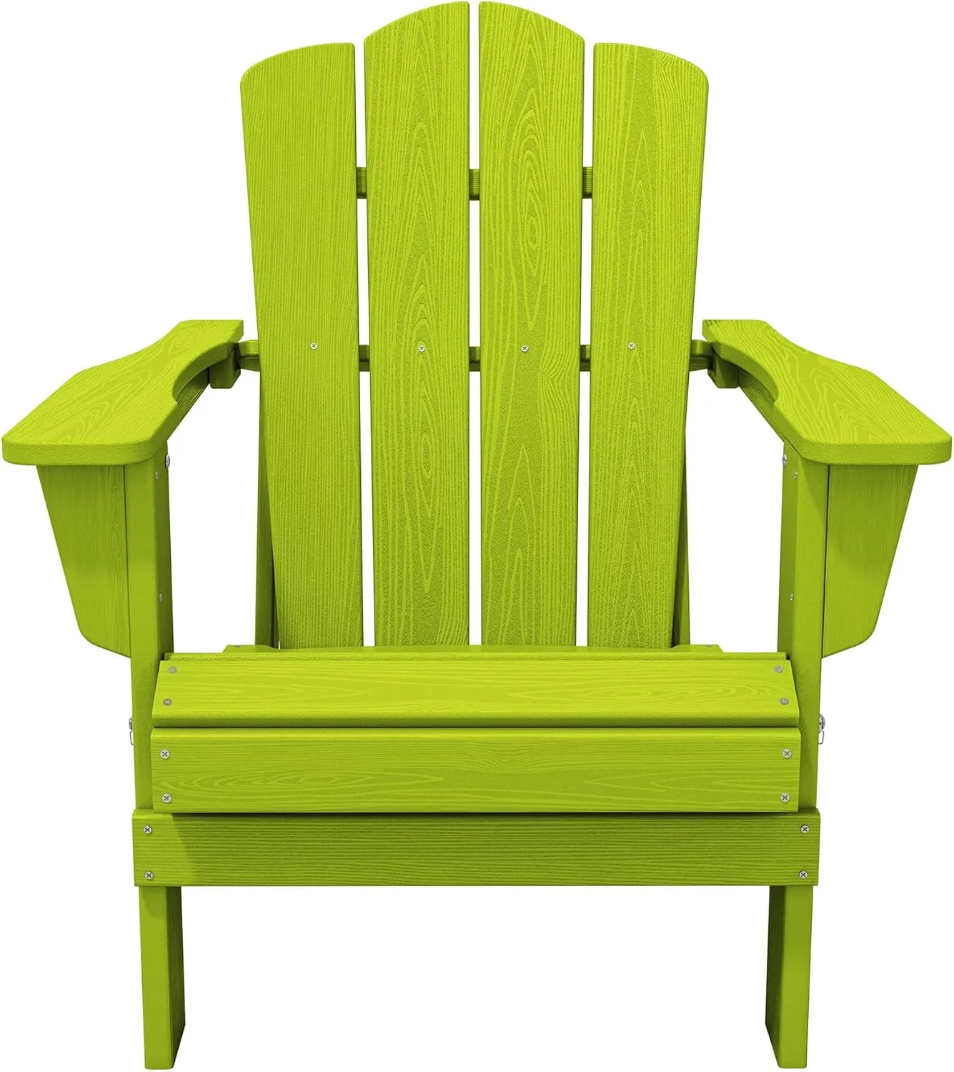 KINGYES Folding Adirondack Chair, HDPE All-Weather Patio Chairs, Wooden Textured Lawn Chair for Poolside, Backyard, Deck, Fire Pit, Apple