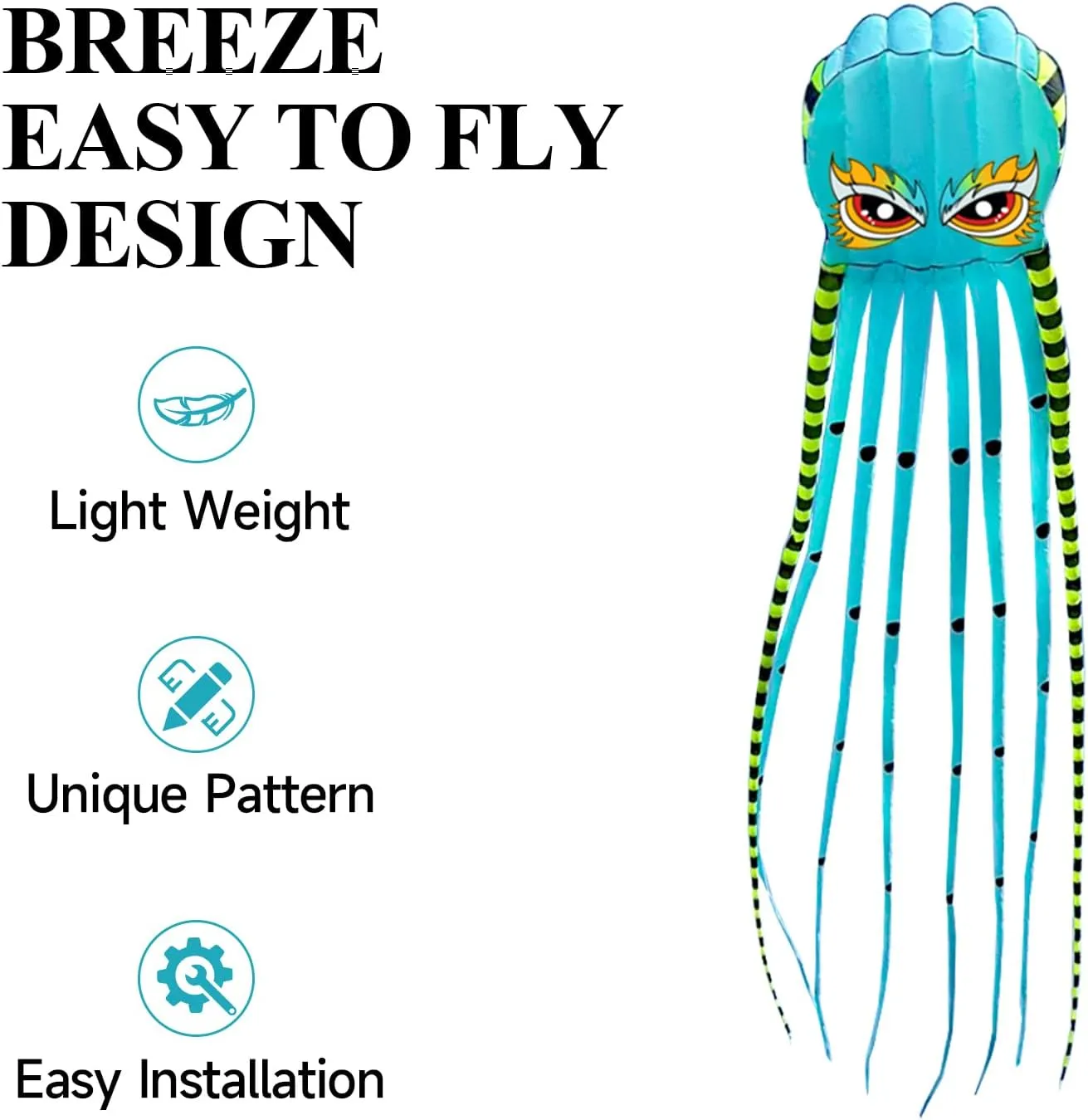Kites for Adults Giant Octopus Kite 26ft for Outdoor Fun Large 3D Kite with Reel for Beach, Park, and Family Gatherings - Durable Design Easy to Fly