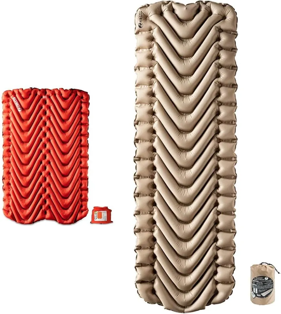 Klymit Insulated Double & Static V Inflatable Camping Pads Bundle for 2 People, 74" x 47" x 3" & 72" x 23" x 2.5"