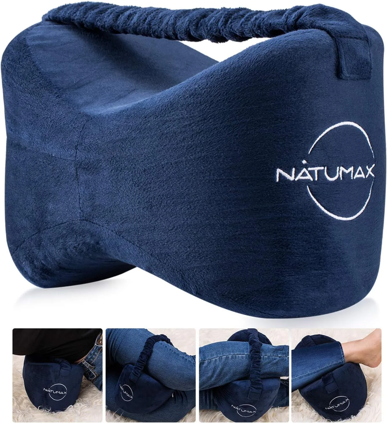 Knee Pillow for Side Sleepers - Relief from Sciatica Pain, Back/Leg Pain, Pregnancy, Hip and Joint Pain Memory Foam Leg Pillow   Free Sleep Mask and Ear Plugs
