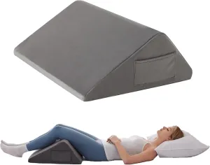 Knee Wedge Pillow, Memory Foam Leg Pillow Bed Wedge for Sleeping, Wedge Pillow for Legs Post Surgery, Triangle Pillow Wedge for Knee Support, Leg Elevation, Knee Hip Back Pain Relief, Short Plush