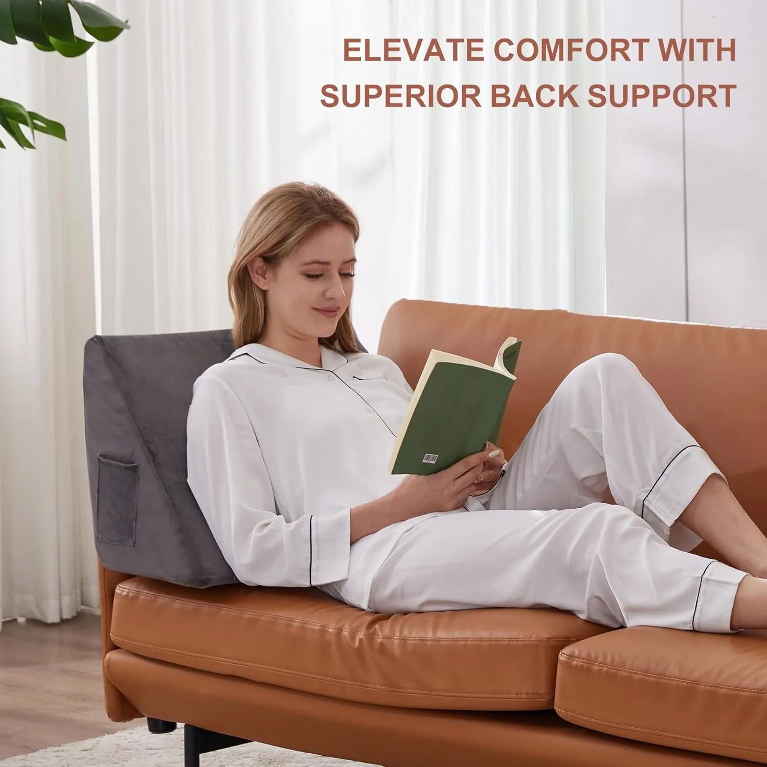 Knee Wedge Pillow, Memory Foam Leg Pillow Bed Wedge for Sleeping, Wedge Pillow for Legs Post Surgery, Triangle Pillow Wedge for Knee Support, Leg Elevation, Knee Hip Back Pain Relief, Short Plush