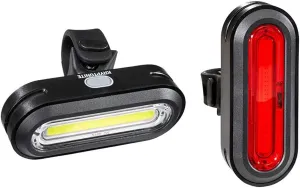Kryptonite Bike Lights Front and Back, Avenue F-100 R-50 Bright LED Bicycle Light Headlight and Rear Taillight Set, 12 Light Modes Runtime 22 Hours, Easy to Install Lights for Bike for Men Women