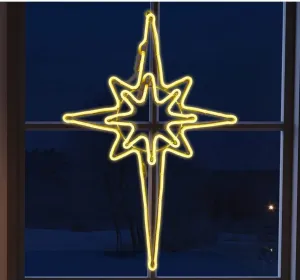 [Large 25"x16" Twinkle 408 LED Bethlehem Star Neon Motif Super-Bright Warm White LEDs Outdoor Christmas Decoration with 11 Functions and Timer Waterproof for Outdoor Home Party Wall Hanging