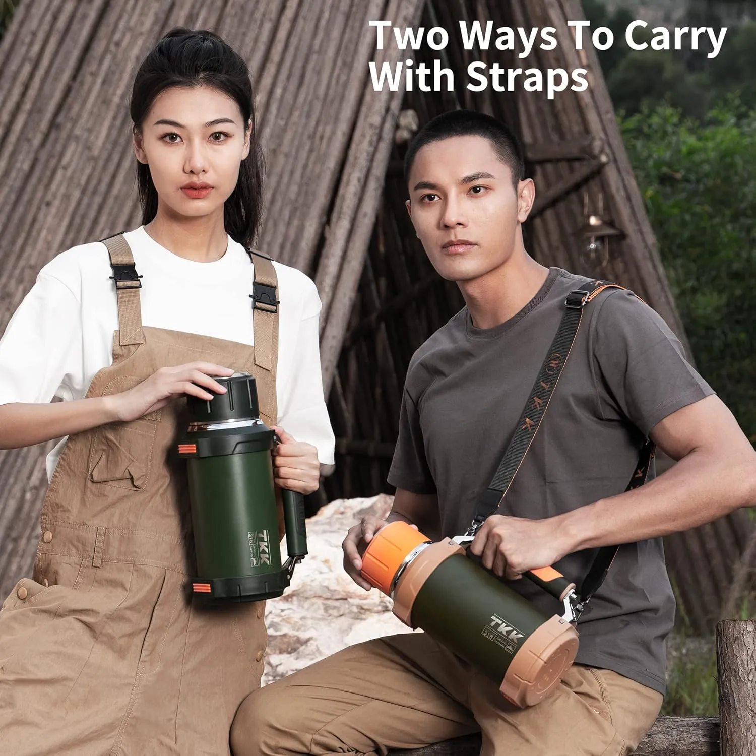 Large Coffee Thermoses for Hot Drinks Stainless Steel Thermoses 2QT 64oz Vacuum Insulated Bottle With Cup Handle Keeps Liquids Hot And Cold For Up To 24 For Outdoor Gathering Camping