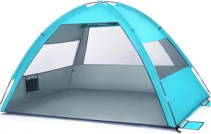 Large Folding Beach Tent Portable Family for Camping Hiking UPF Ventilation Lightweight Easy Setup Light People