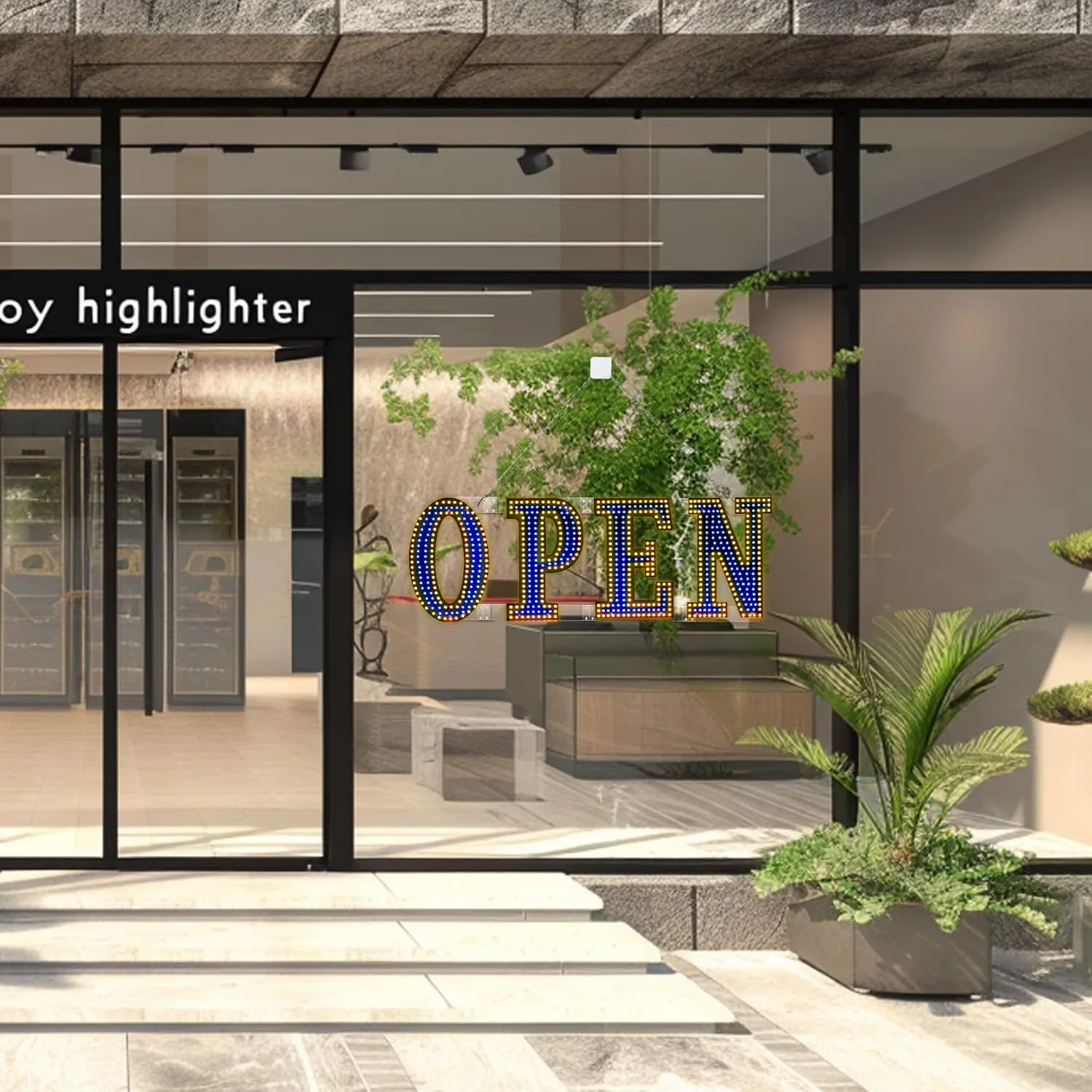 Large LED Open Sign 40"x 14" for Business, Ultra Bright Open LED Sign Light Up Sign, Open Display Sign Flashing Light for Walls Window Shop Bar Hotel（Flash Yellow & Blue)