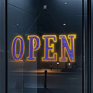 Large LED Open Sign 40"x 14" for Business, Ultra Bright Open LED Sign Light Up Sign, Open Display Sign Flashing Light for Walls Window Shop Bar Hotel（Flash Yellow & Blue)