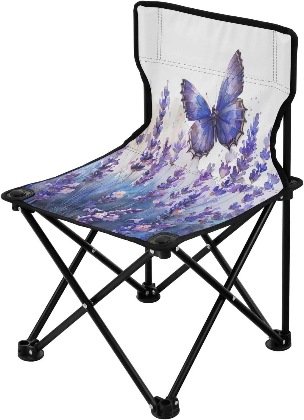 Lavender Portable Outdoor Folding Chair Anti-Slip Padded Oxford Cloth Stool Camping Chair Small for Beach Hiking Fishing Gardening Quad Camp Chair