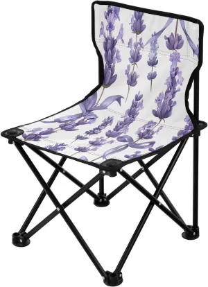 Lavender Portable Outdoor Folding Chair Anti-Slip Padded Oxford Cloth Stool Camping Chair Small for Beach Hiking Fishing Gardening Quad Camp Chair