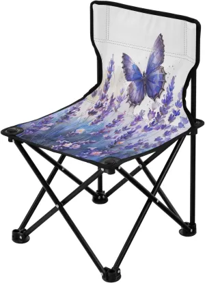 Lavender Portable Outdoor Folding Chair Anti-Slip Padded Oxford Cloth Stool Camping Chair Small for Beach Hiking Fishing Gardening Quad Camp Chair