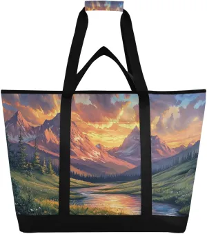 Leak Mountain Reusable Insulated Lunchbox Cooler Bag, Leakproof Kitchen Grocery Bag Collapsible Portable Cooler Tote Bag for Picnic, Camping, Office, Travel