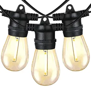 LECLSTAR 48FT Outdoor LED String Lights with Dimmable Shatterproof Edison Vintage Bulbs, Waterproof Patio Lights Outdoor - Heavy-Duty Commercial Grade Patio Café Lights for Bistro Garden