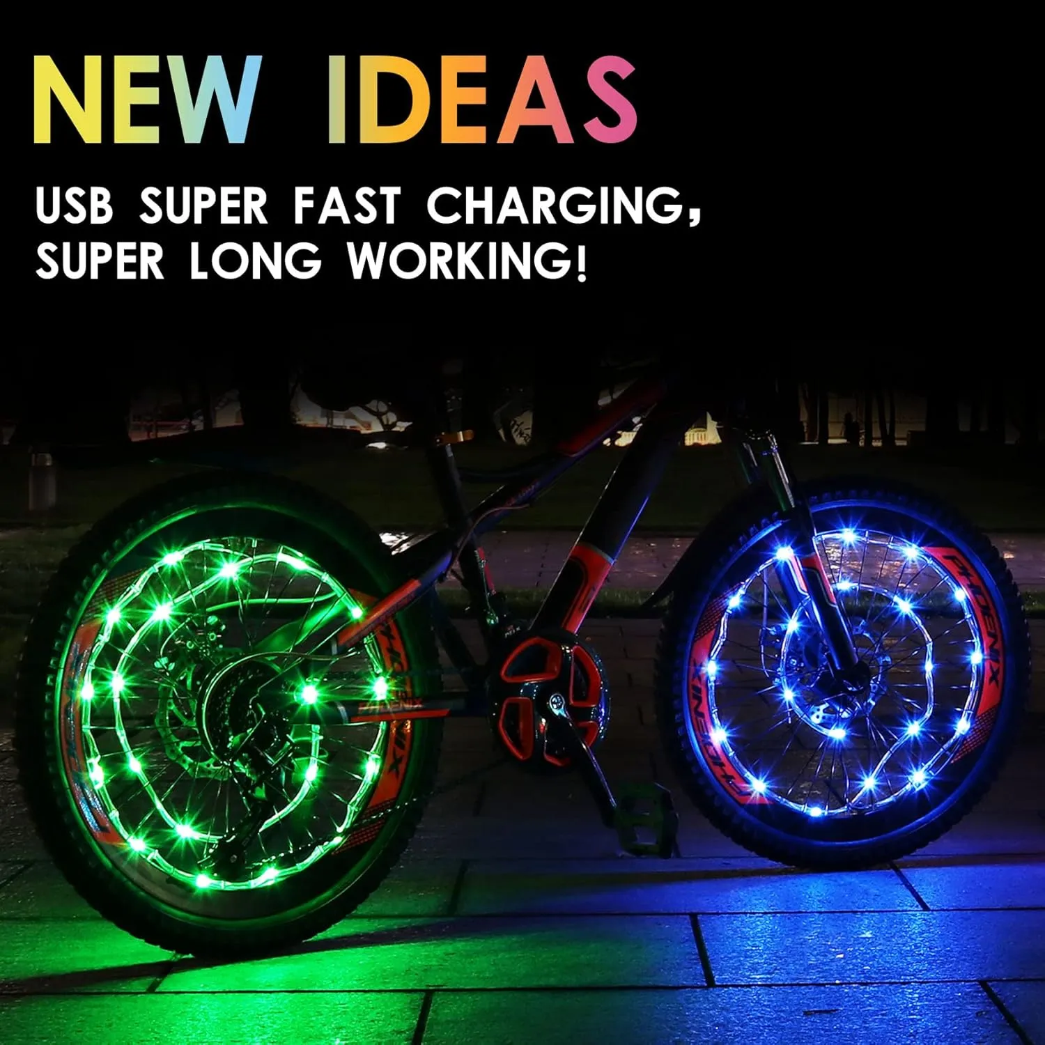 LED Bike Wheel Lights,2-Tire Pack USB Rechargeable Bike Lights with Batteries Included, Best Bicycle Lights - Stocking Stuffer Birthday Gift for Kids, Girls, Boys, Adults