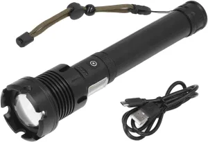 LED Bright Flashlight Zoomable USB Charging IP65 Water Prevent Aluminum Alloy for Outdoor Adventure