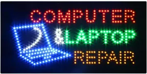 LED Computer Repair Sign, Super Bright LED Open Sign for Computer Repair Service, Electric Advertising Display Board for Window Wall Decor. 24” x 12”