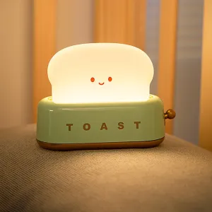 Led Cute Toaster Lamp, Kawaii LED Toast Bread Night Light, Super Squishy Silicone USB Rechargeable and Portable Light with Timer, Xmas Ideal Gifts for Baby Kids Girls Teens Teenages