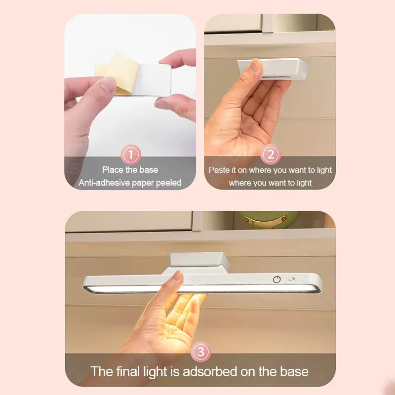 LED Desk Lamp with USB Rechargeable Light, Stepless Dimming Magnetic Hanging Night Light for Bedroom and Reading