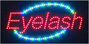 LED Eyelash Sign for Business, Super Bright, Multiple Light Modes, Easy to Use, Durable, Energy Saving, Red, Rectangular, Small