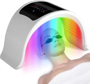 Led Face Mask Light Therapy, 8Color LED Light Therapy for Face, Red Light Therapy Mask, Circulation Photon LED Red Light Therapy for Face and Neck Beauty Salon Home Spa Skin Care Facial Rejuvenation