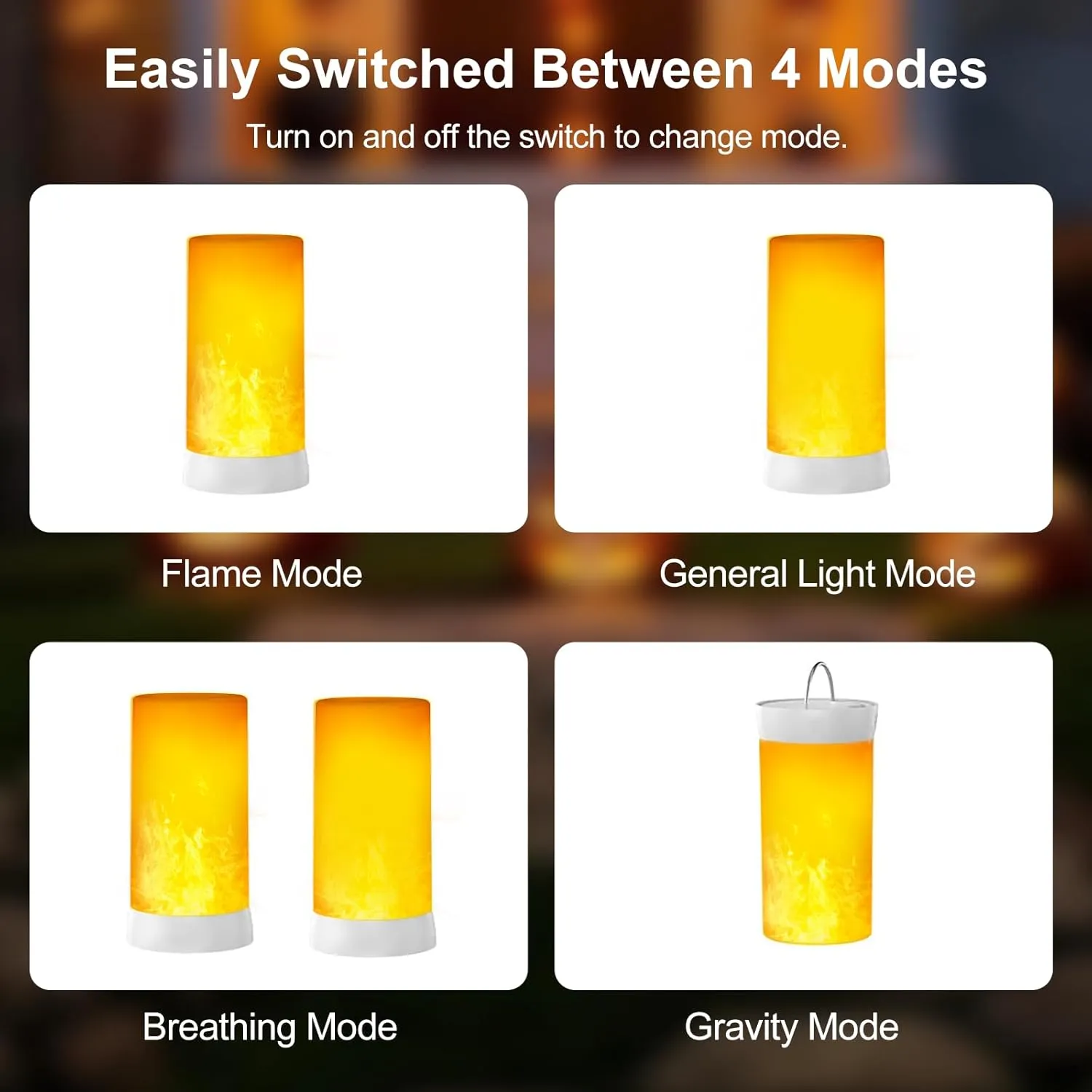 LED Flame Effect Light, Upgraded Flame Lamp 4 Modes USB Rechargeable Fire Lights with Remote & Timer, Waterproof Pillar Flickering Lanterns for Bathroom Patio Wedding Halloween Home Decor 2 Pack