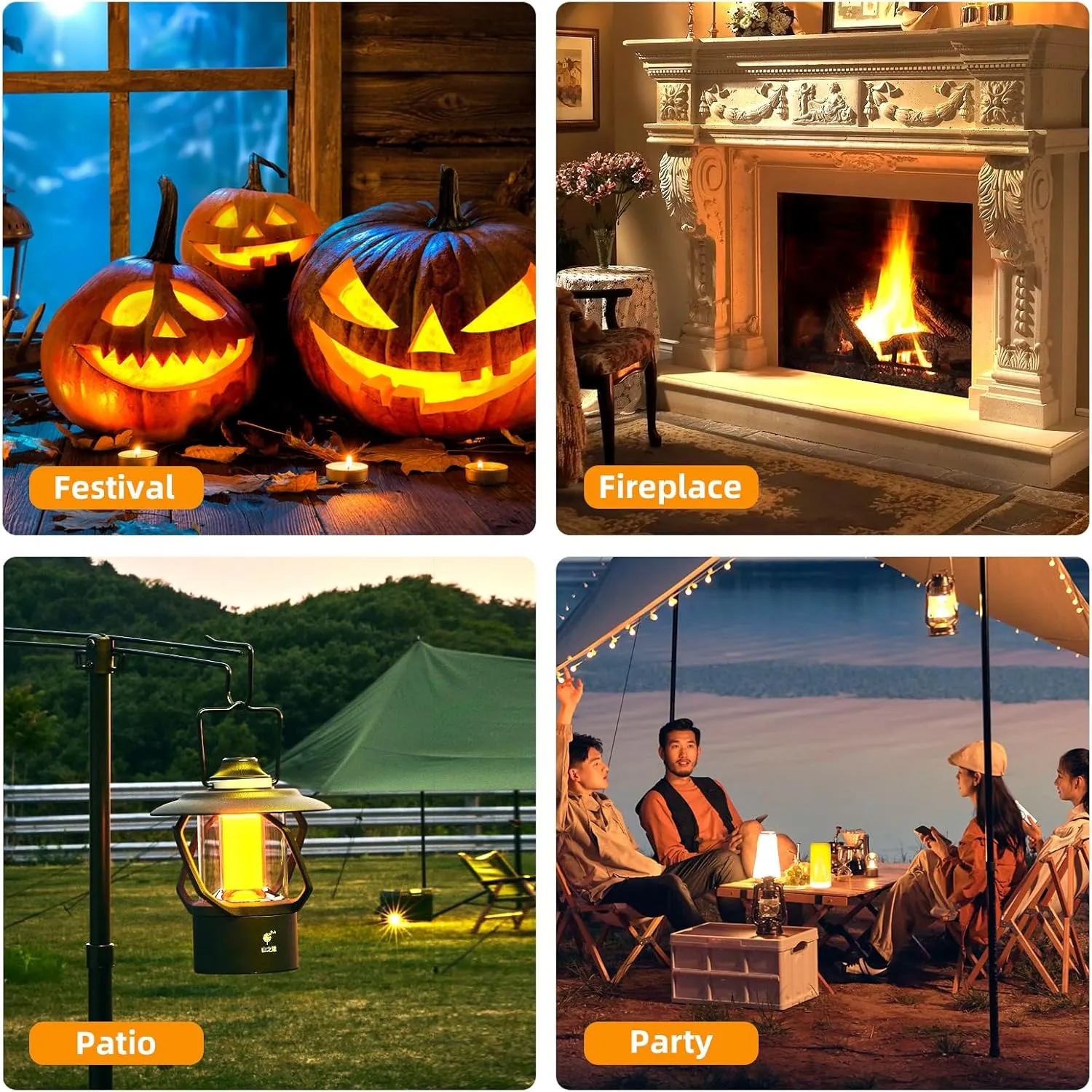 LED Flame Effect Light, Upgraded Flame Lamp 4 Modes USB Rechargeable Fire Lights with Remote & Timer, Waterproof Pillar Flickering Lanterns for Bathroom Patio Wedding Halloween Home Decor 2 Pack