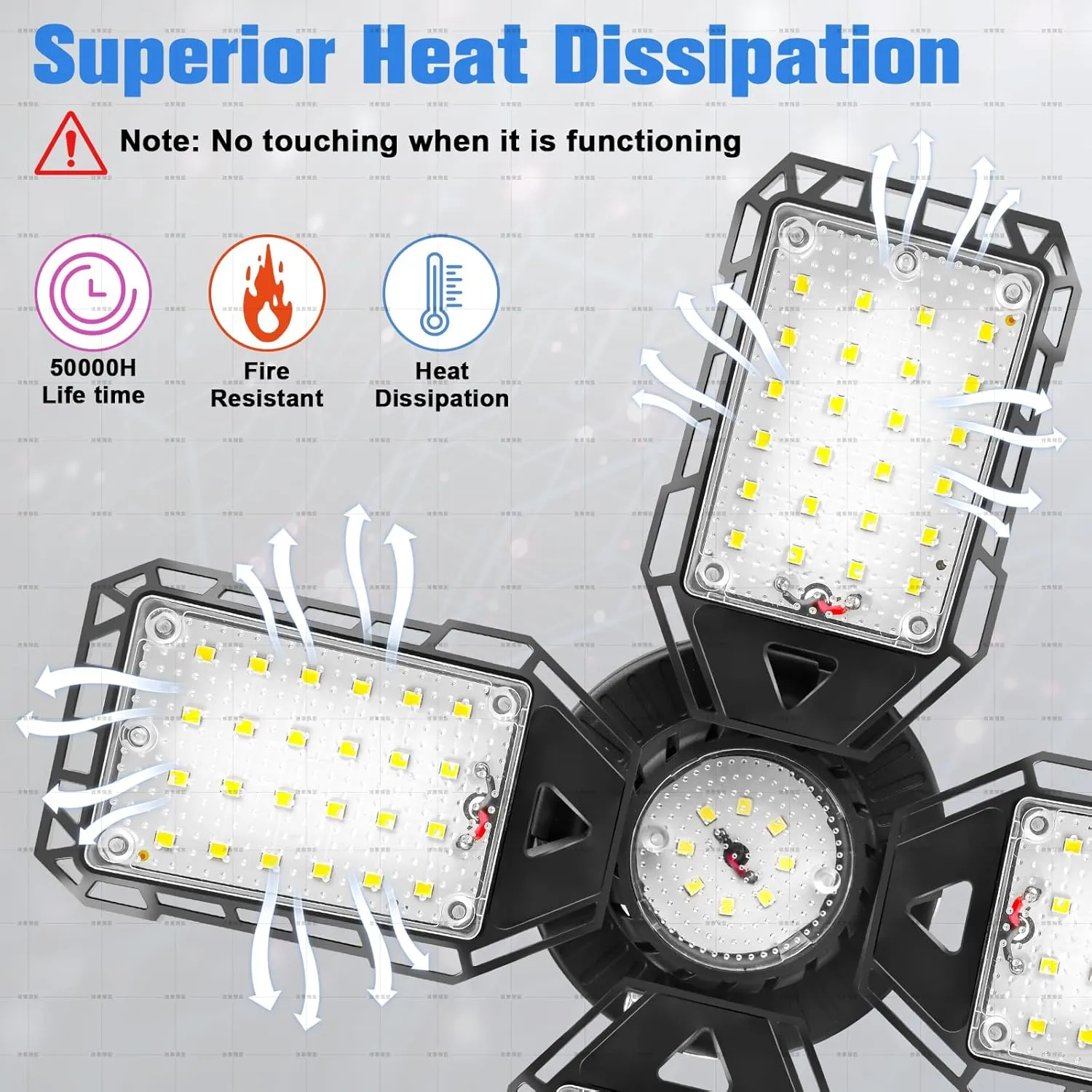 LED Garage Lights Bulb 2 Pack - 120W, 12000LM 6500K Led Shop Light with 4 1 Deformable Panels, Basement Barn Light, E26/E27 for Warehouse, Shop