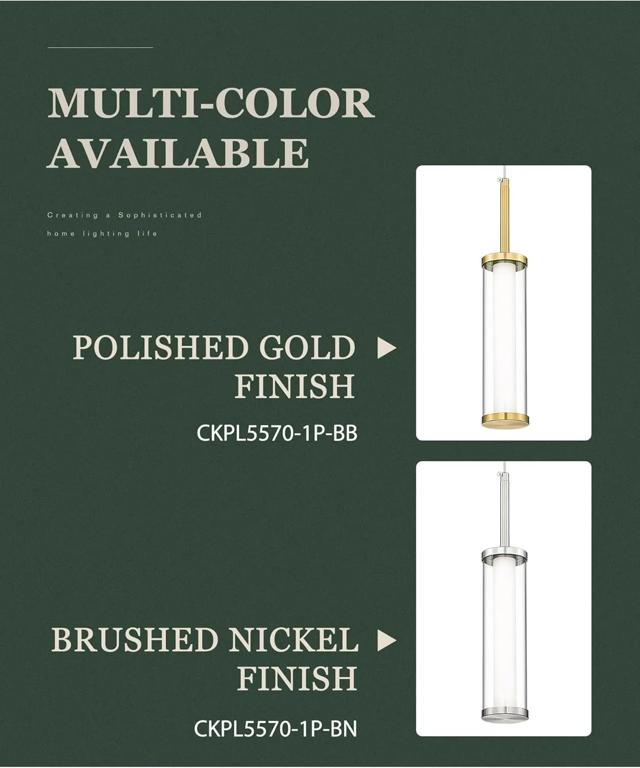 LED Glass Modern Pendant Lights, Polished Gold Cylinder Pendant Lights Kitchen Island, 10W 3000K/6000K Adjustable Hanging Light Fixture for Dining Room Bedroom Hallway Entryway, PL5570-1P-BB
