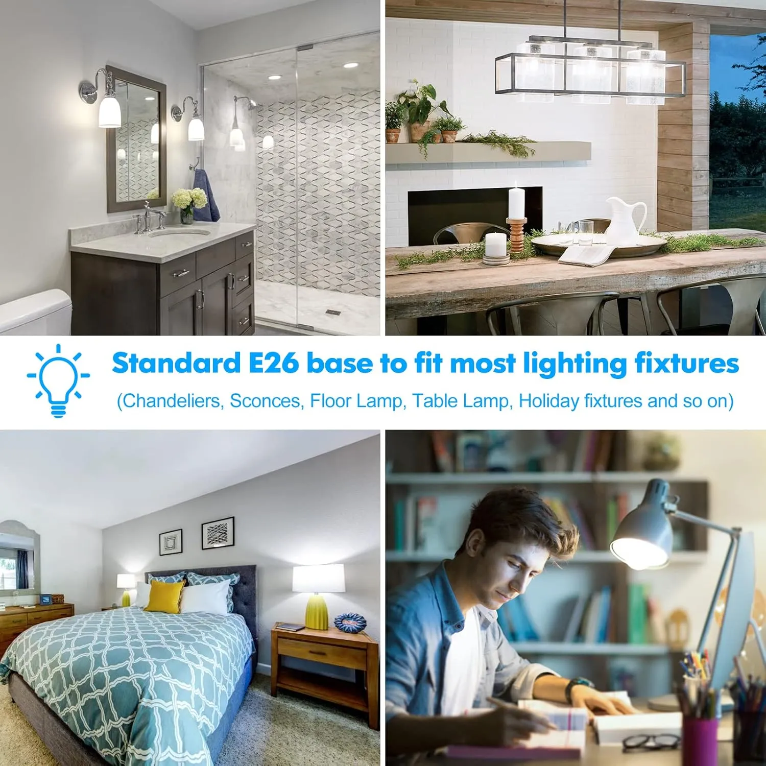 LED Light Bulbs, 100 Watt Equivalent A19 LED Bulbs, 13W 5000K Daylight White 1500 Lumens Non-Dimmable Bright E26 Edison Medium Screw Bulbs for Home Bedroom Kitchen Living Room Office Lamp, 10-Pack
