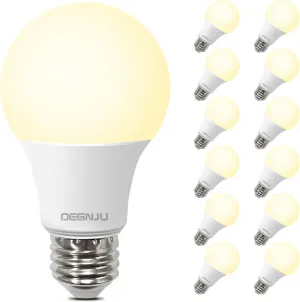 LED Light Bulbs Soft White 2700K, 60 Watt Equivalent LED Bulbs, A19 Standard Bulbs, 800 LM, 15000 Hours, E26 Base, Non-Dimmable, 8.5W White LED Bulbs for Bedroom Living Room, 12 Pack