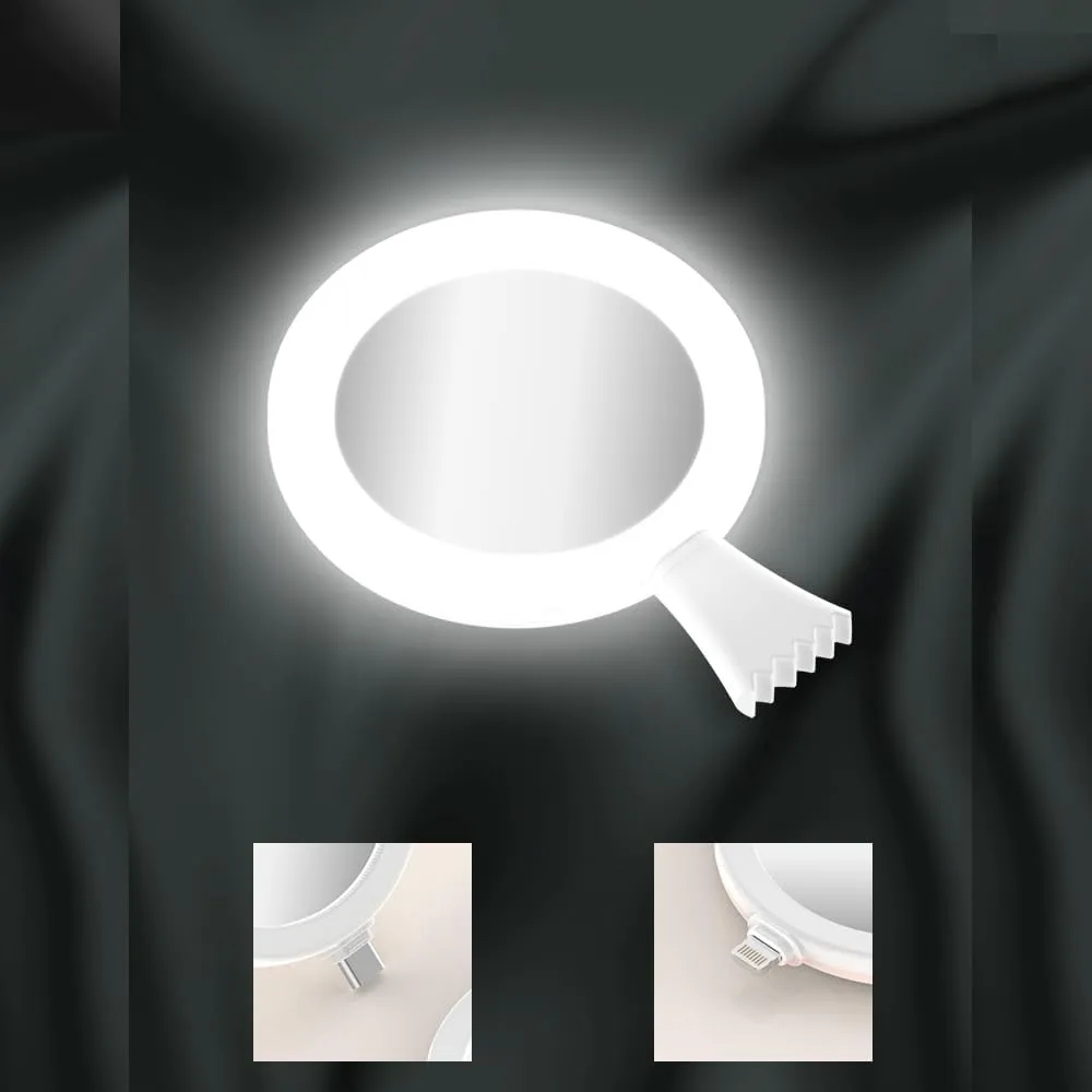 LED Lighted Travel Makeup Mirror，Compact, Portable for Handbag, Purse, Pocket,2.95 inch Illuminated, Handheld, Round, Gifts