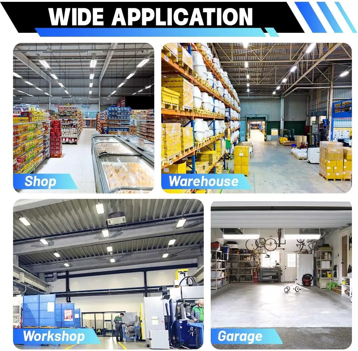 LED Linear High Bay Light 2-Pack, 150W 20250LM 0-10V Dimmable 5000K Daylight, Adjustable Tilt Hanging LED High Bay Shop Lighting Fixtures for Garage Warehouse Workshop, ETL