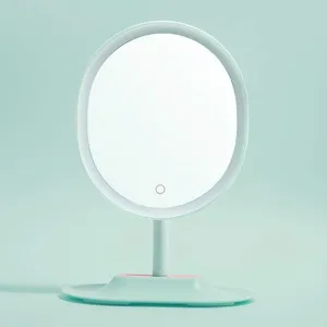LED Makeup Mirror Makeup Mirror HD Daylight LED Makeup Mirror Desktop Mirror Makeup Mirror with Light Small and Conenient (Color : Pink) (Color : Green) (Green)