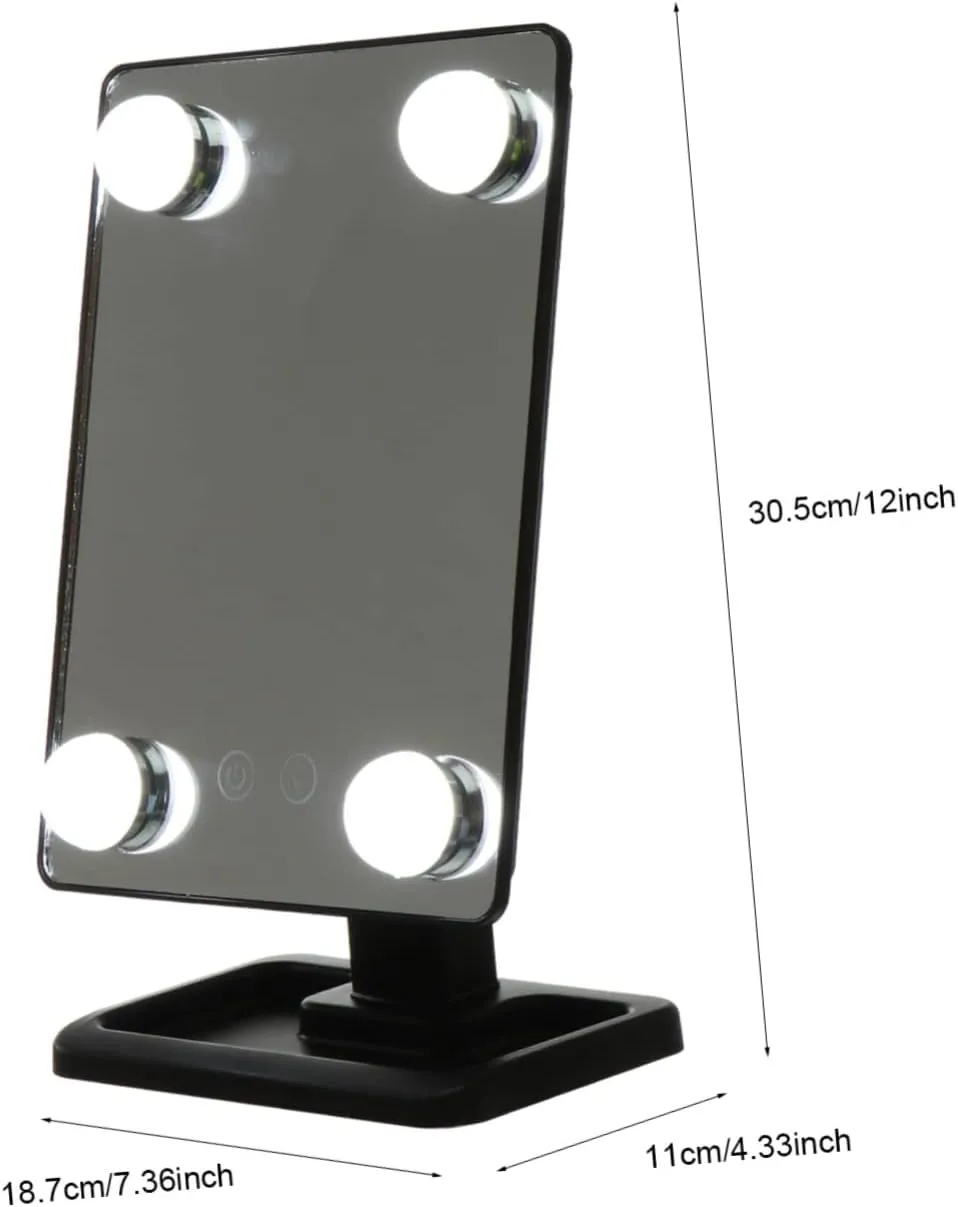 LED Makeup Mirror with LED Light Swivel Tabletop Mirror for Women for Makeup Application Eyebrow Trimming and Facial Care