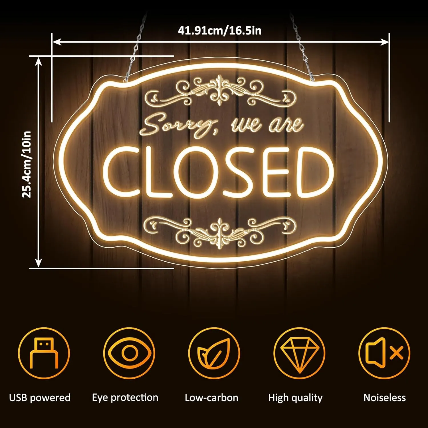 LED Neon Closed Sign for Business, 16.5x10'' Sorry We’re Closed Signs, Warm White Adjustable Brightness Neon Lights for Party Bar Salon Stores Hotel Wall Decor Clubs office Hotels