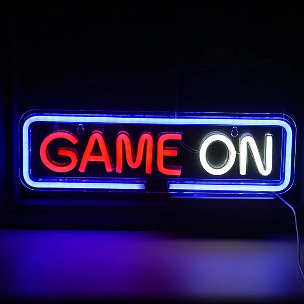 LED Neon Light Game Room Decor, Game Console Zone Hanging Night Lamp for Bedroom, Party, or Holiday Gift with USB Power