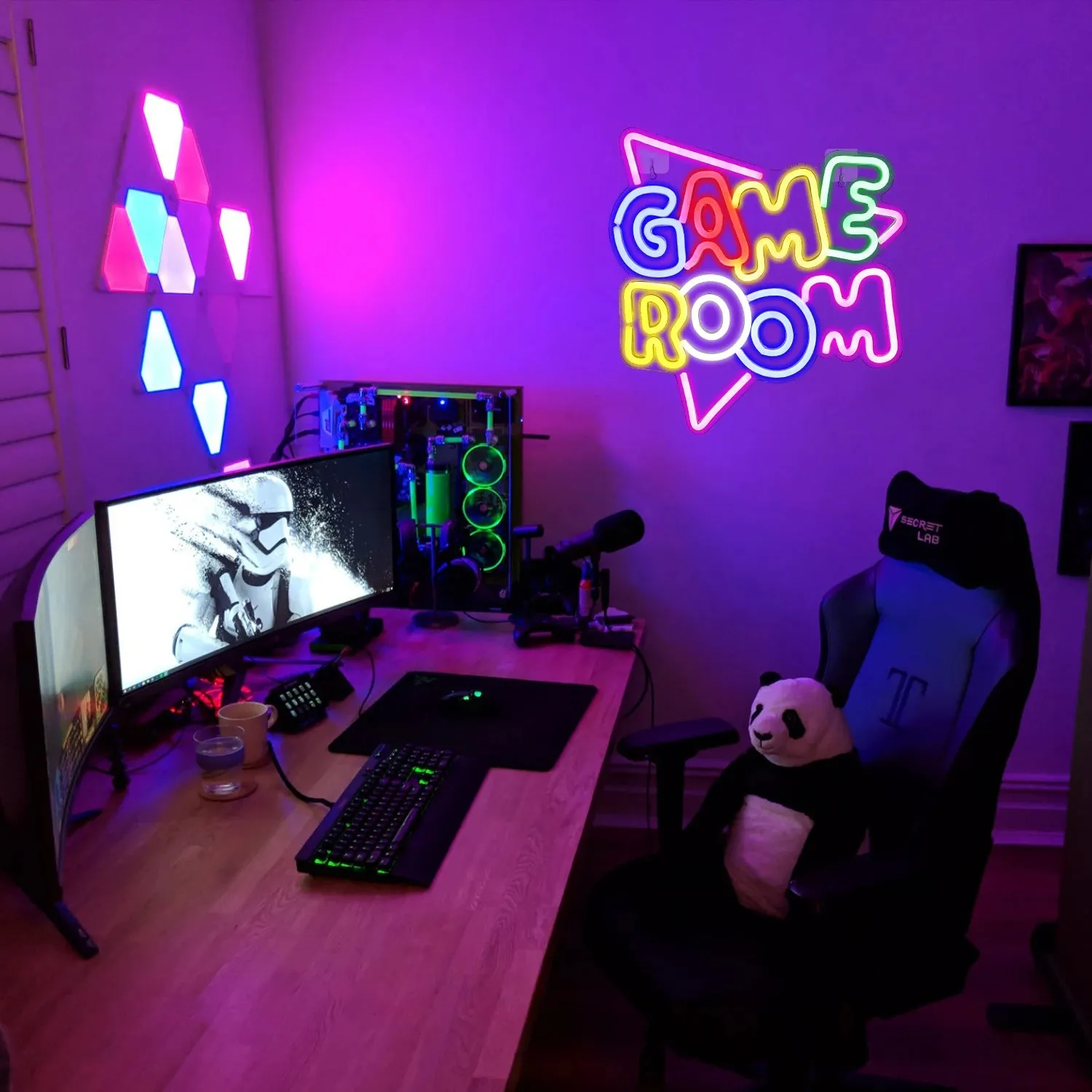 LED Neon Light Game Room Decor, Game Console Zone Hanging Night Lamp for Bedroom, Party, or Holiday Gift with USB Power
