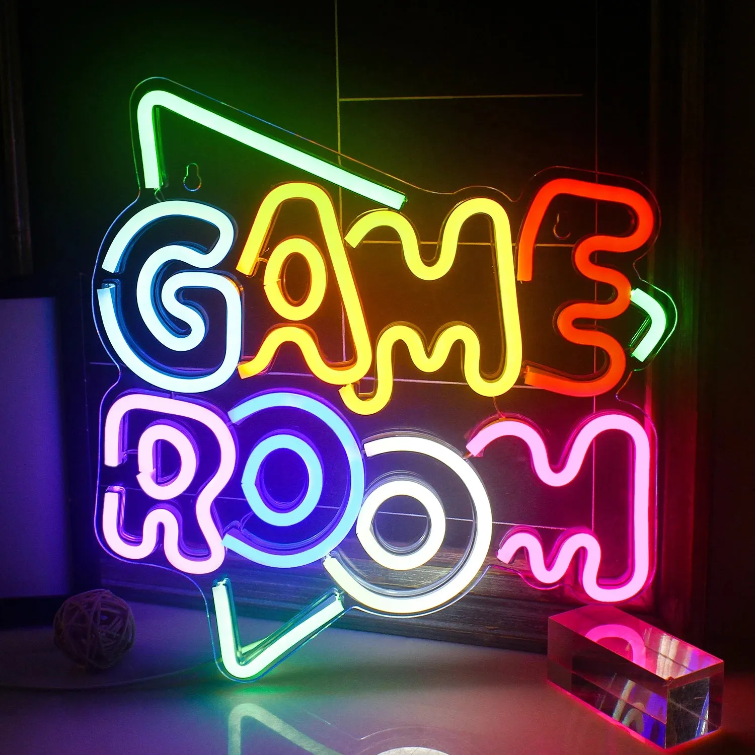 LED Neon Light Game Room Decor, Game Console Zone Hanging Night Lamp for Bedroom, Party, or Holiday Gift with USB Power