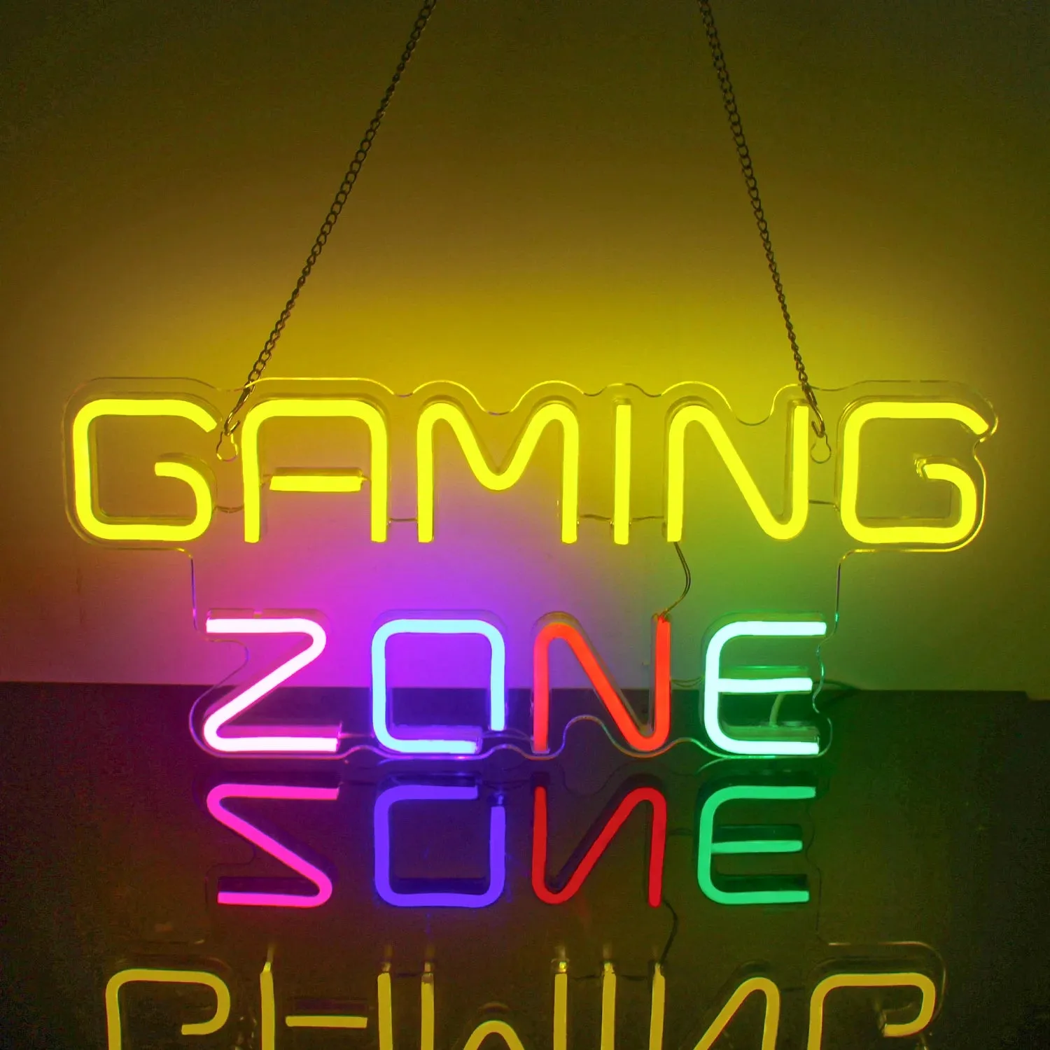LED Neon Light Game Room Decor, Game Console Zone Hanging Night Lamp for Bedroom, Party, or Holiday Gift with USB Power