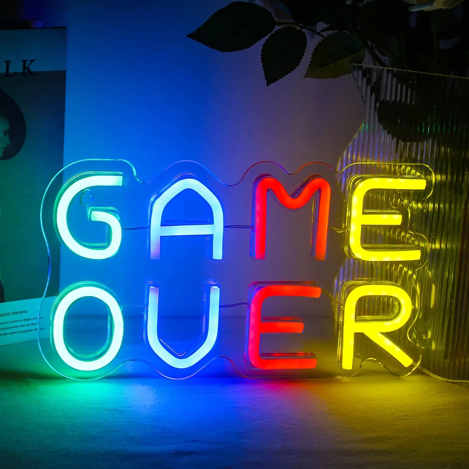 LED Neon Light Game Room Decor, Game Console Zone Hanging Night Lamp for Bedroom, Party, or Holiday Gift with USB Power