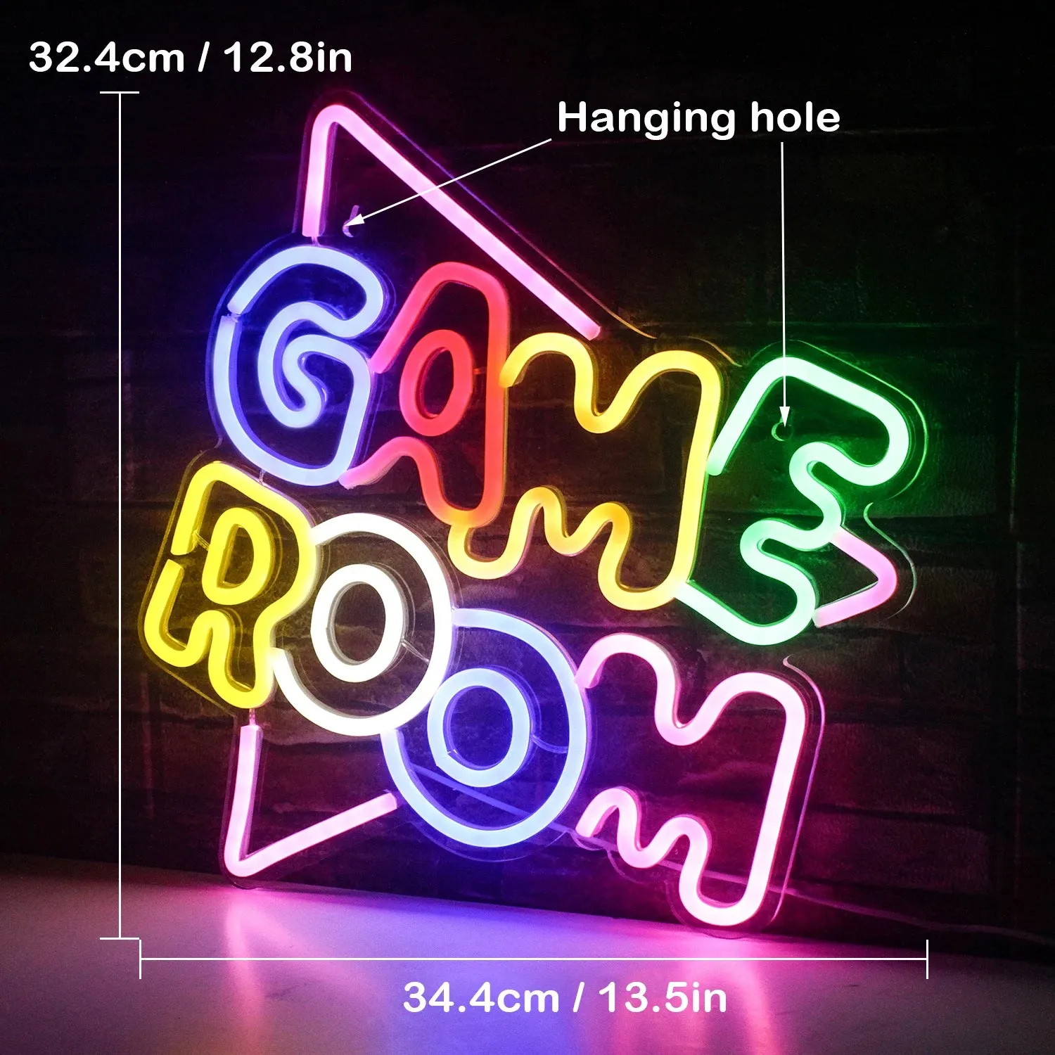 LED Neon Light Game Room Decor, Game Console Zone Hanging Night Lamp for Bedroom, Party, or Holiday Gift with USB Power