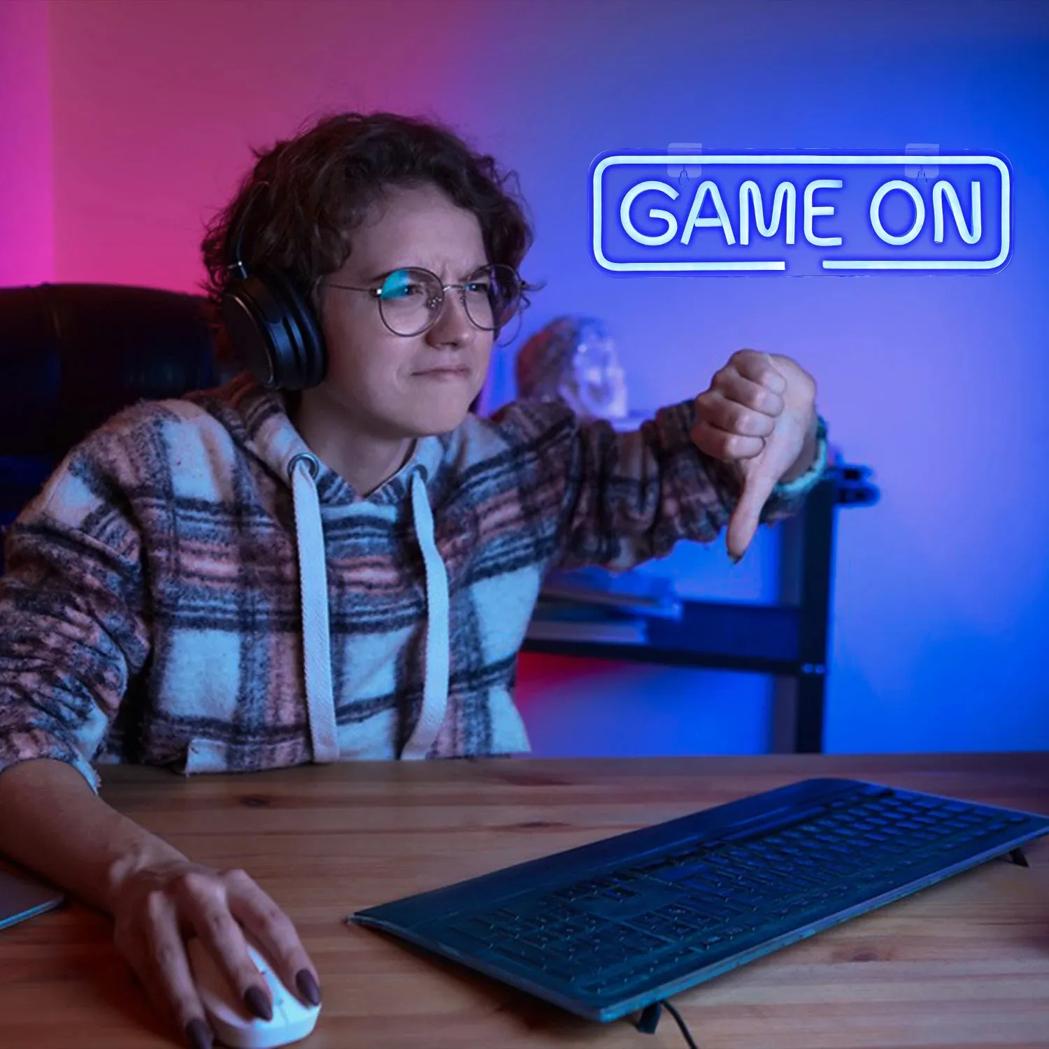 LED Neon Light Game Room Decor, Game Console Zone Hanging Night Lamp for Bedroom, Party, or Holiday Gift with USB Power