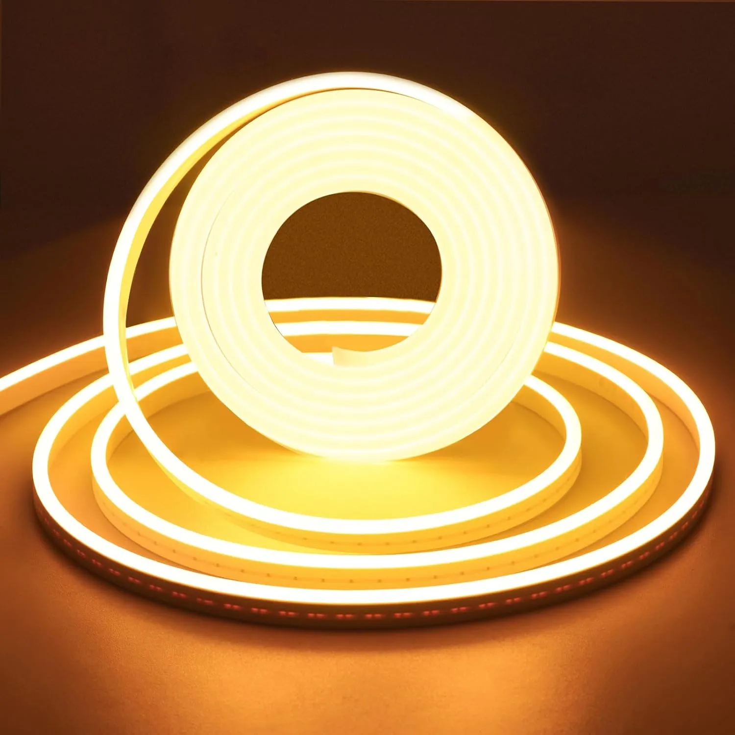 LED-Neon-Strip Light Neon Flex Light Silicone LED Strip Lighting 16.4ft 12V, Cut 1cm for Outdoor DYI Signage Decoration (Power Adapter not Included) (Warm White)