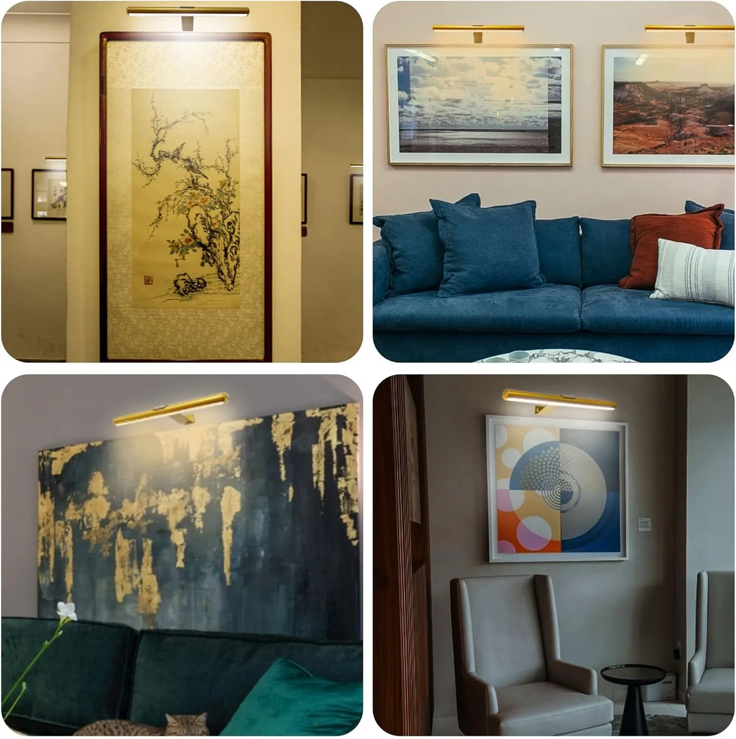 LED Picture Light with Remote, Rechargeable - 16'' Full Metal Art Display Light, Brightness Dimmable Timer Off for Pictures, Paintings, Gallery Frame, Darboard