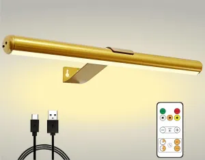 LED Picture Light with Remote, Rechargeable - 16'' Full Metal Art Display Light, Brightness Dimmable Timer Off for Pictures, Paintings, Gallery Frame, Darboard