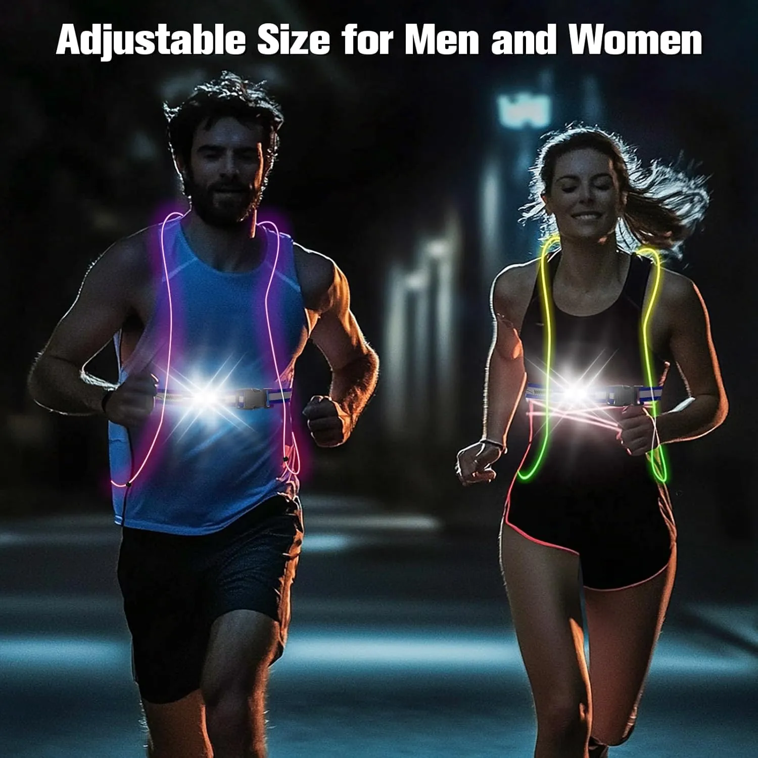 LED Reflective Running Vest for Women and Men, Safety USB Rechargeable Reflective Gear for Night Runners, Bikers, and Walkers